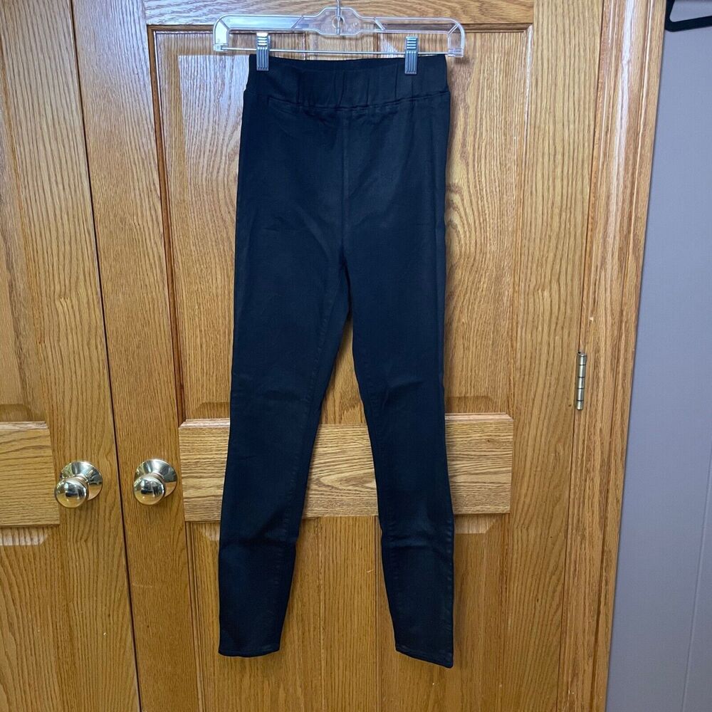 L’Agence Coated High Rise Pull On Skinny Jeans Size M Black USED Basic Casual